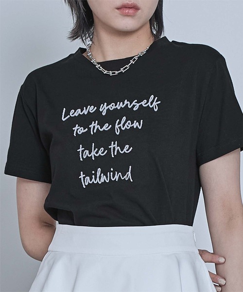 miette（ミエット）の「ブラシ刺繍Tシャツ（Tシャツ/カットソー・レディース・チャコール/ブラック/オフホワイト・FREE）」の18枚目の写真
