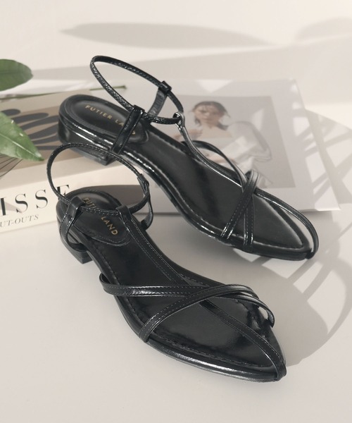 Futier land（フューティアランド）の「【片手で履ける】Tナローゴムストラップサンダル（サンダル・レディース・アイボリー/ブラック/シルバー・37/36/39/40/38）」の14枚目の写真