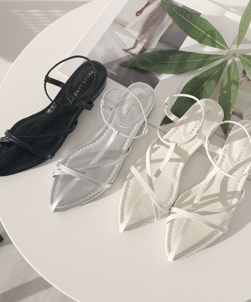 Futier land（フューティアランド）の「【片手で履ける】Tナローゴムストラップサンダル（サンダル・レディース・アイボリー/ブラック/シルバー・37/36/39/40/38）」の7枚目の写真