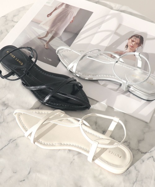 Futier land（フューティアランド）の「【片手で履ける】Tナローゴムストラップサンダル（サンダル・レディース・アイボリー/ブラック/シルバー・37/36/39/40/38）」の9枚目の写真