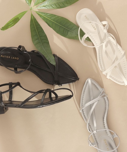 Futier land（フューティアランド）の「【片手で履ける】Tナローゴムストラップサンダル（サンダル・レディース・アイボリー/ブラック/シルバー・37/36/39/40/38）」の12枚目の写真