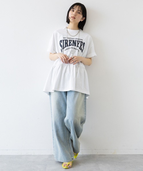 RAGEBLUE（レイジブルー）の「カレッジロゴプリント/ぺプラムTシャツ（Tシャツ/カットソー・レディース・ホワイト/ブルー/ネイビー・FREE）」の13枚目の写真