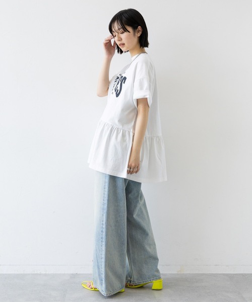 RAGEBLUE（レイジブルー）の「カレッジロゴプリント/ぺプラムTシャツ（Tシャツ/カットソー・レディース・ホワイト/ブルー/ネイビー・FREE）」の15枚目の写真