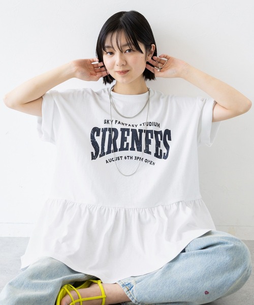 RAGEBLUE（レイジブルー）の「カレッジロゴプリント/ぺプラムTシャツ（Tシャツ/カットソー・レディース・ホワイト/ブルー/ネイビー・FREE）」の17枚目の写真