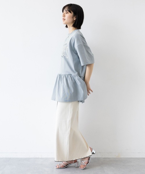 RAGEBLUE（レイジブルー）の「カレッジロゴプリント/ぺプラムTシャツ（Tシャツ/カットソー・レディース・ホワイト/ブルー/ネイビー・FREE）」の20枚目の写真