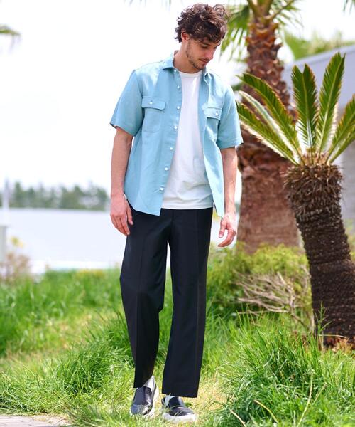 DRESSTERIOR（ドレステリア）の「リネンレーヨン ハーフスリーブシャツ（シャツ/ブラウス・メンズ・ブラック/ベージュ/グリーン系・90/91/92/94）」の6枚目の写真