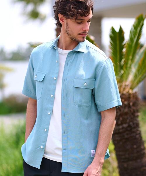 DRESSTERIOR（ドレステリア）の「リネンレーヨン ハーフスリーブシャツ（シャツ/ブラウス・メンズ・ブラック/ベージュ/グリーン系・90/91/92/94）」の8枚目の写真