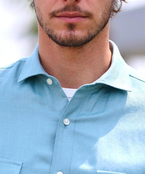 DRESSTERIOR（ドレステリア）の「リネンレーヨン ハーフスリーブシャツ（シャツ/ブラウス・メンズ・ブラック/ベージュ/グリーン系・90/91/92/94）」の11枚目の写真