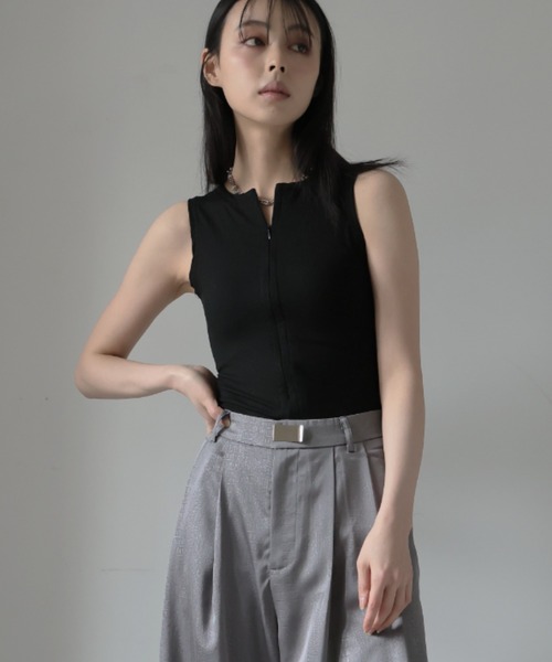 Ulysses(ユリシス)の「ジップデザインノースリーブ(タンクトップ・レディース・グレー/ブラック・S/M)」の7枚目の写真