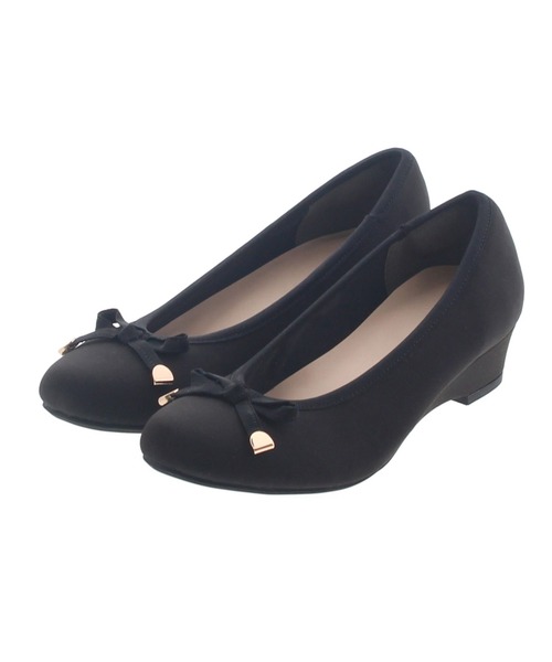 JELLY BEANS(ジェリービーンズ)の「ウエッジヒールバレエパンプス<ふわさら><痛くない><疲れない>(204-52811)JELLY BEANS(ジェリービーンズ)(パンプス・レディース・ブラック/ブラック系1/ベージュ・23/22.5/24.5/24/23.5/25/22/25.5/21.5)」の1枚目の写真
