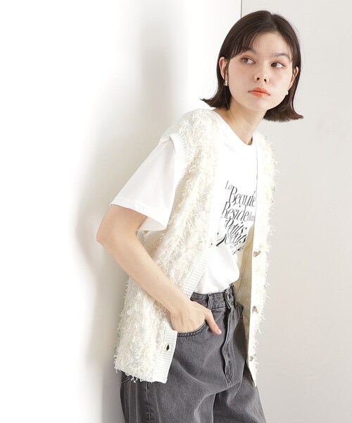 THE SHOP TK (ザ ショップ ティーケー )の「◆テープヤーンベスト(ベスト・レディース・アイボリー/ブラック系3・99)」の3枚目の写真