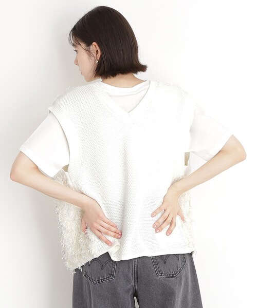 THE SHOP TK (ザ ショップ ティーケー )の「◆テープヤーンベスト(ベスト・レディース・アイボリー/ブラック系3・99)」の4枚目の写真