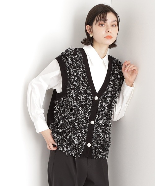 THE SHOP TK (ザ ショップ ティーケー )の「◆テープヤーンベスト(ベスト・レディース・アイボリー/ブラック系3・99)」の1枚目の写真