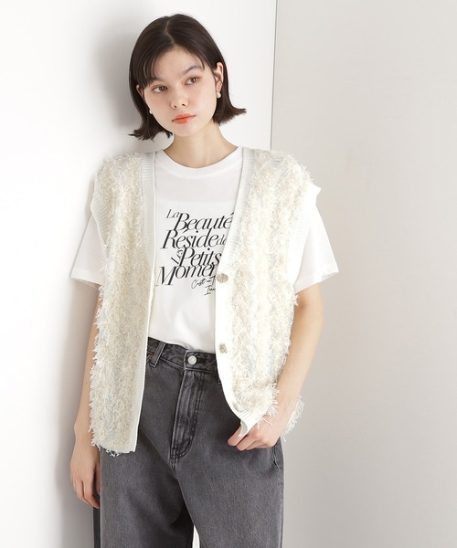 THE SHOP TK (ザ ショップ ティーケー )の「◆テープヤーンベスト(ベスト・レディース・アイボリー/ブラック系3・99)」の2枚目の写真
