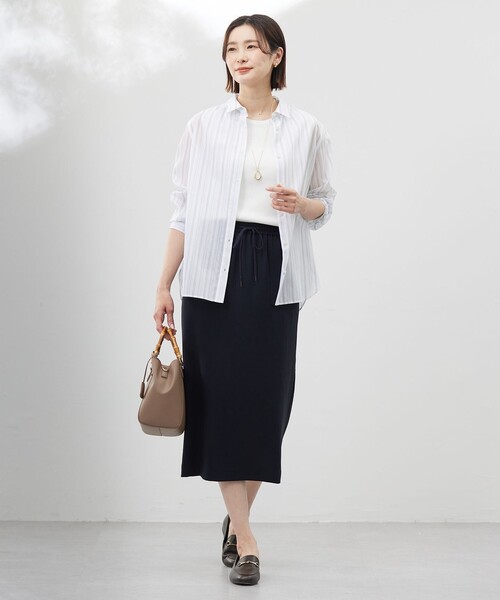 J.PRESS Ladies(J.プレス レディス)の「【WEB限定カラーあり・洗える・接触冷感・吸水速乾】Lightジョーゼット ナロー スカート(スカート・レディース・ネイビー系/ダークブラウン系/ベージュ系・S/XS)」の15枚目の写真