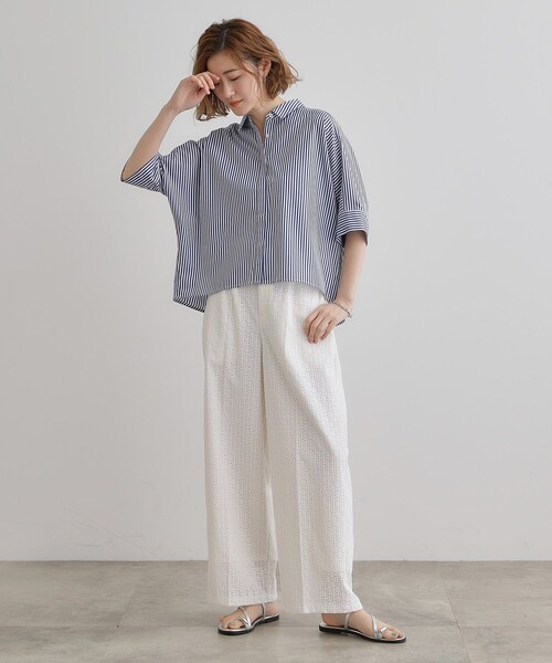grove(グローブ)の「◆【レースの透け感が軽やか】エンブロイダリーレースワイドパンツ(その他パンツ・レディース・ブラック/オフホワイト/ブラウン系・02/05/04/03/01)」の5枚目の写真