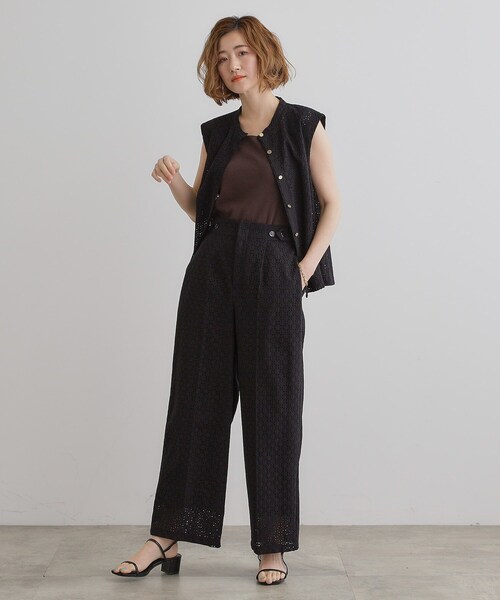 grove(グローブ)の「◆【レースの透け感が軽やか】エンブロイダリーレースワイドパンツ(その他パンツ・レディース・ブラック/オフホワイト/ブラウン系・02/05/04/03/01)」の10枚目の写真