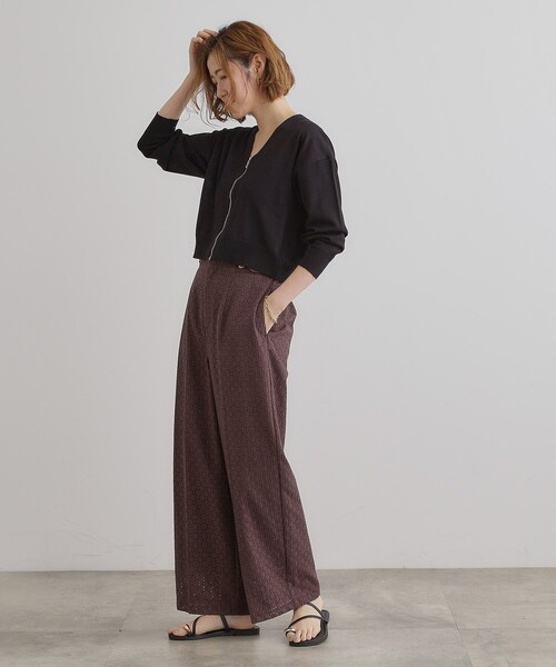 grove(グローブ)の「◆【レースの透け感が軽やか】エンブロイダリーレースワイドパンツ(その他パンツ・レディース・ブラック/オフホワイト/ブラウン系・02/05/04/03/01)」の15枚目の写真