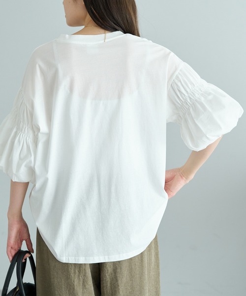 PUAL CE CIN(ピュアルセシン)の「【Du noir】ドライタッチバルーンスリーブT(Tシャツ/カットソー・レディース・チャコールグレー/ブラック/オフホワイト・FREE)」の6枚目の写真