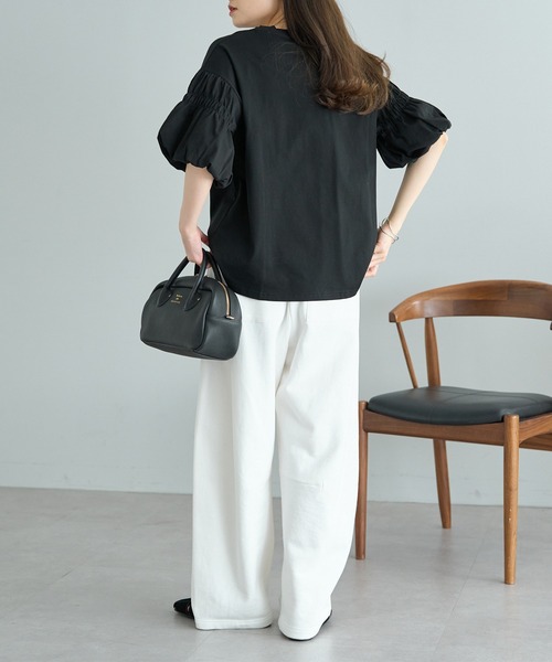 PUAL CE CIN(ピュアルセシン)の「【Du noir】ドライタッチバルーンスリーブT(Tシャツ/カットソー・レディース・チャコールグレー/ブラック/オフホワイト・FREE)」の15枚目の写真