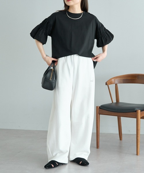PUAL CE CIN(ピュアルセシン)の「【Du noir】ドライタッチバルーンスリーブT(Tシャツ/カットソー・レディース・チャコールグレー/ブラック/オフホワイト・FREE)」の16枚目の写真
