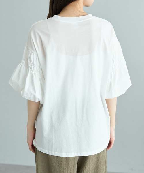 PUAL CE CIN(ピュアルセシン)の「【Du noir】ドライタッチバルーンスリーブT(Tシャツ/カットソー・レディース・チャコールグレー/ブラック/オフホワイト・FREE)」の12枚目の写真