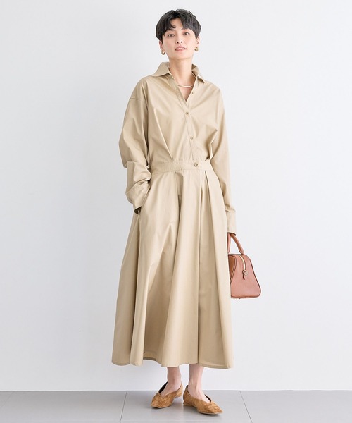 BARNYARDSTORM（バンヤードストーム）の「BARNYARDSTORM / シャツフレアーワンピース　マシンウォッシャブル（シャツワンピース・レディース・ベージュ/カーキ・0/1）」の5枚目の写真