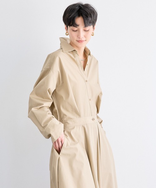 BARNYARDSTORM（バンヤードストーム）の「BARNYARDSTORM / シャツフレアーワンピース　マシンウォッシャブル（シャツワンピース・レディース・ベージュ/カーキ・0/1）」の8枚目の写真