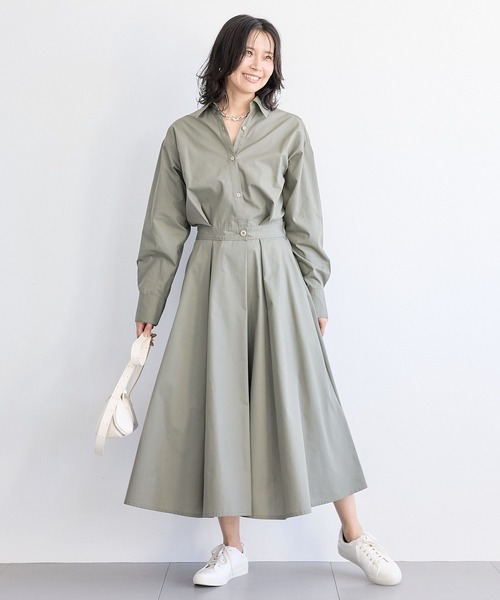 BARNYARDSTORM（バンヤードストーム）の「BARNYARDSTORM / シャツフレアーワンピース　マシンウォッシャブル（シャツワンピース・レディース・ベージュ/カーキ・0/1）」の10枚目の写真