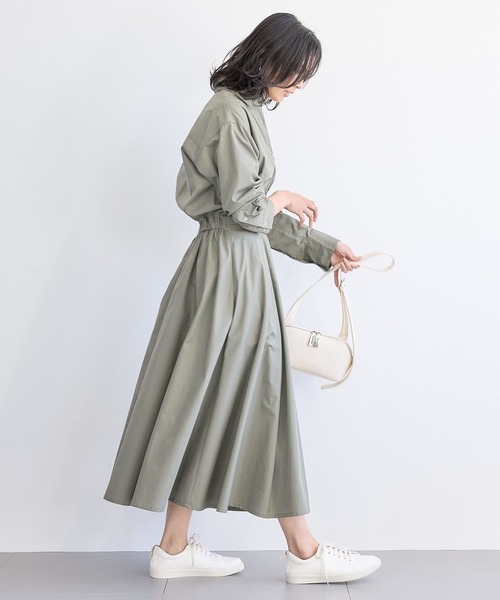 BARNYARDSTORM（バンヤードストーム）の「BARNYARDSTORM / シャツフレアーワンピース　マシンウォッシャブル（シャツワンピース・レディース・ベージュ/カーキ・0/1）」の11枚目の写真