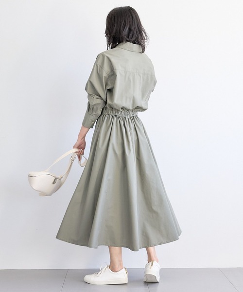 BARNYARDSTORM（バンヤードストーム）の「BARNYARDSTORM / シャツフレアーワンピース　マシンウォッシャブル（シャツワンピース・レディース・ベージュ/カーキ・0/1）」の12枚目の写真