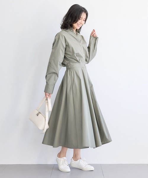 BARNYARDSTORM（バンヤードストーム）の「BARNYARDSTORM / シャツフレアーワンピース　マシンウォッシャブル（シャツワンピース・レディース・ベージュ/カーキ・0/1）」の16枚目の写真