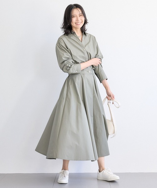 BARNYARDSTORM（バンヤードストーム）の「BARNYARDSTORM / シャツフレアーワンピース　マシンウォッシャブル（シャツワンピース・レディース・ベージュ/カーキ・0/1）」の18枚目の写真