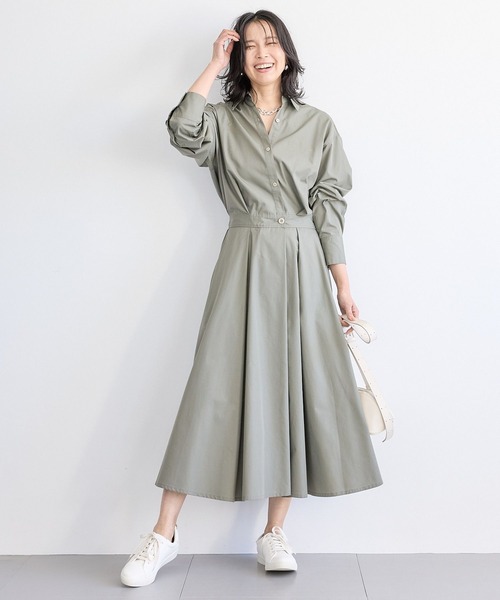 BARNYARDSTORM（バンヤードストーム）の「BARNYARDSTORM / シャツフレアーワンピース　マシンウォッシャブル（シャツワンピース・レディース・ベージュ/カーキ・0/1）」の19枚目の写真