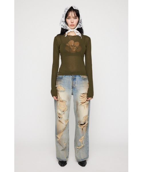 LAGUA GEM(ラグアジェム)の「FLOWER MESH ニット(ニット/セーター・レディース・ホワイト/カーキ/チャコールグレー・FREE)」の7枚目の写真