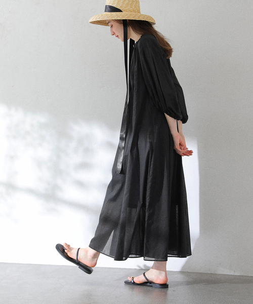 La TOTALITE（ラトータリテ）の「【洗える】ボイルシャツワンピース（ワンピース・レディース・ブラック/ホワイト/ブルー系その他・FREE）」の2枚目の写真