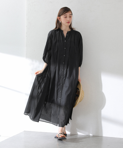 La TOTALITE（ラトータリテ）の「【洗える】ボイルシャツワンピース（ワンピース・レディース・ブラック/ホワイト/ブルー系その他・FREE）」の14枚目の写真