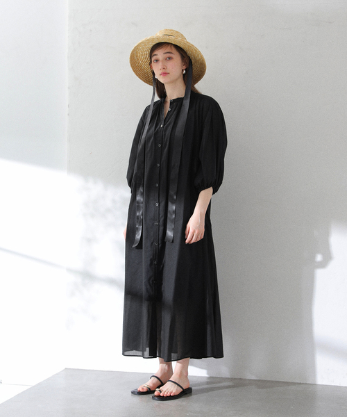 La TOTALITE（ラトータリテ）の「【洗える】ボイルシャツワンピース（ワンピース・レディース・ブラック/ホワイト/ブルー系その他・FREE）」の16枚目の写真
