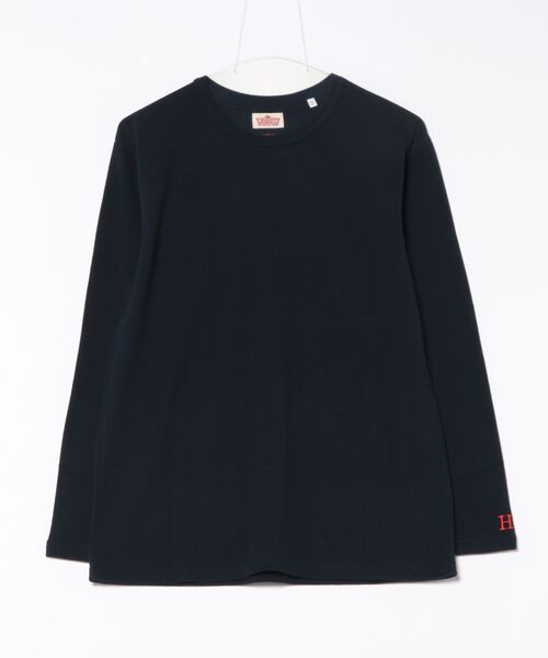 HOLLYWOOD RANCH MARKET(ハリウッドランチマーケット)の「ストレッチフライス コンフォータブル ロングスリーブ Tシャツ(Tシャツ/カットソー・メンズ・グレー/ホワイト/ダークネイビー/ブラック・SMALL/MEDIUM/LARGE/X-LARGE)」の4枚目の写真