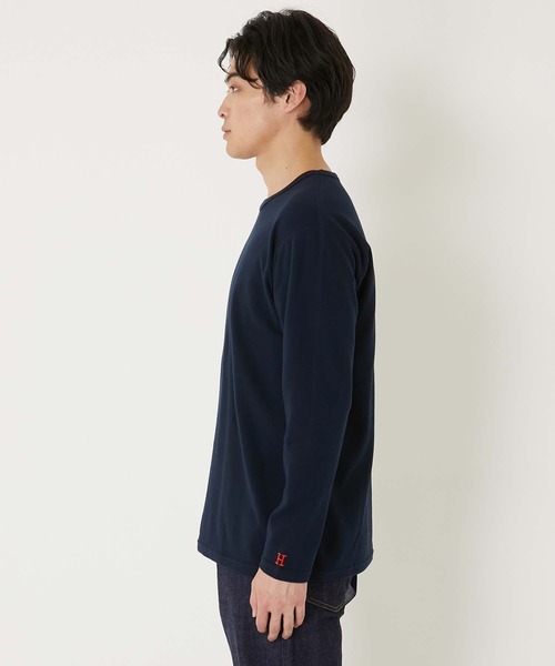 HOLLYWOOD RANCH MARKET(ハリウッドランチマーケット)の「ストレッチフライス コンフォータブル ロングスリーブ Tシャツ(Tシャツ/カットソー・メンズ・グレー/ホワイト/ダークネイビー/ブラック・SMALL/MEDIUM/LARGE/X-LARGE)」の9枚目の写真