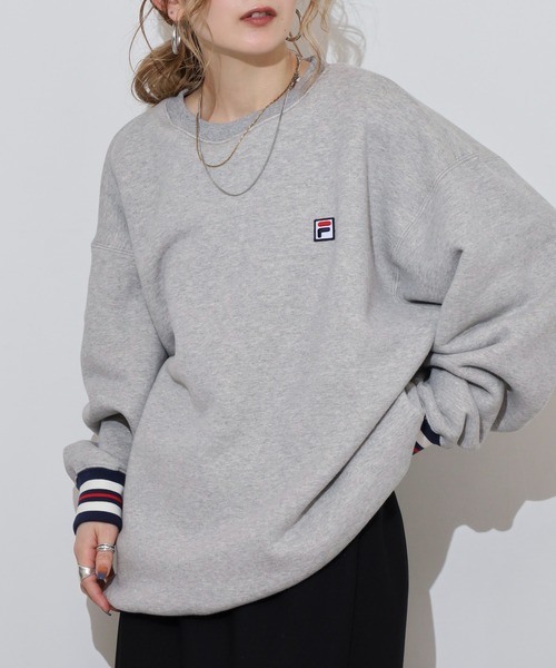 FILA HERITAGE（フィラヘリテージ）の「FILA HERITAGE CREW NECK SWEAT ロゴ刺繍 クルーネックスウェット（スウェット・メンズ・グレー/ネイビー・XL/L/M）」の3枚目の写真