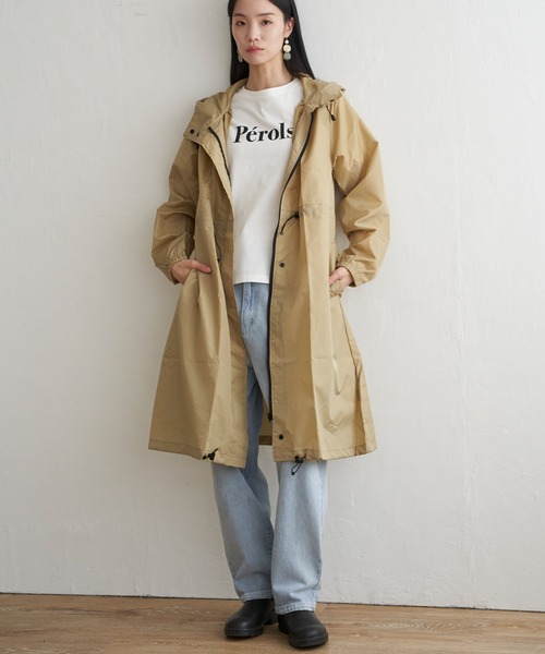 LBC（エルビーシー）の「【撥水】Wpc. ロングモッズ レインコート（レインコート/ポンチョ・レディース・オリーブ/ベージュ/グレー・FREE）」の5枚目の写真