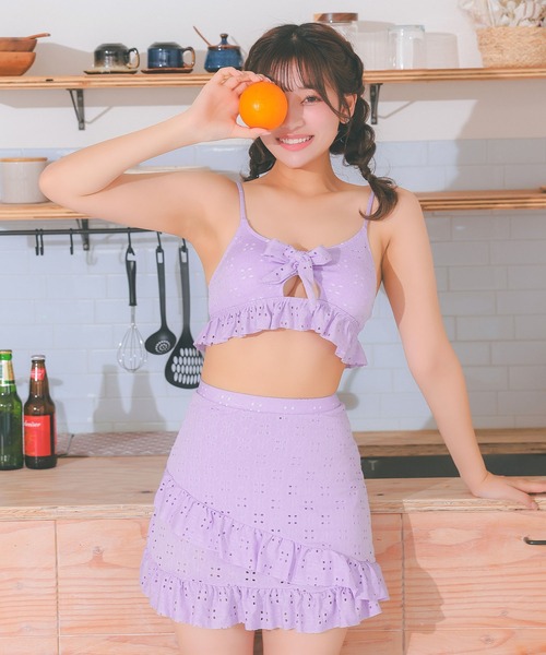水着 体型カバー スカート レディース 韓国風 可愛い フリル レース
