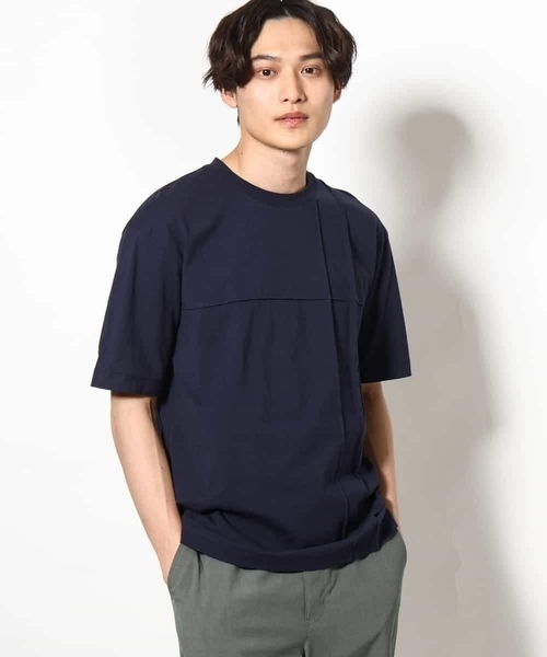 a.v.v（アーヴェヴェ）の「【接触冷感/綿100％】ピンタックデザインTシャツ（デザテクシリーズ）（Tシャツ/カットソー・メンズ・ブラック/グリーン/ホワイト/ネイビー・50/46/48/44）」の4枚目の写真