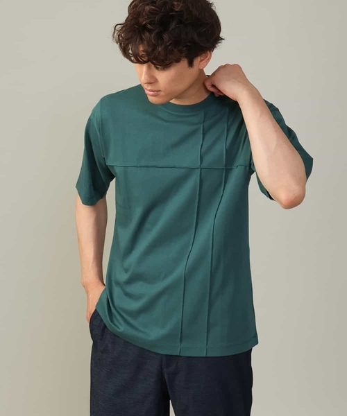 a.v.v（アーヴェヴェ）の「【接触冷感/綿100％】ピンタックデザインTシャツ（デザテクシリーズ）（Tシャツ/カットソー・メンズ・ブラック/グリーン/ホワイト/ネイビー・50/46/48/44）」の3枚目の写真