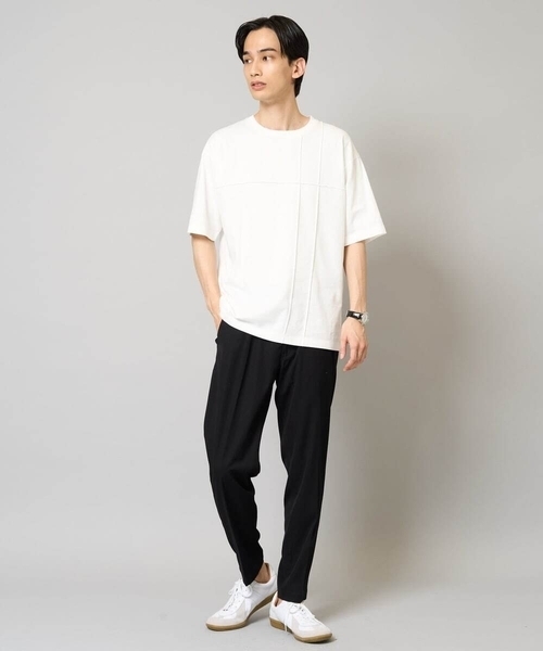 a.v.v（アーヴェヴェ）の「【接触冷感/綿100％】ピンタックデザインTシャツ（デザテクシリーズ）（Tシャツ/カットソー・メンズ・ブラック/グリーン/ホワイト/ネイビー・50/46/48/44）」の6枚目の写真