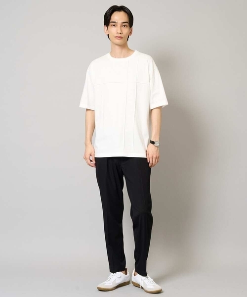 a.v.v（アーヴェヴェ）の「【接触冷感/綿100％】ピンタックデザインTシャツ（デザテクシリーズ）（Tシャツ/カットソー・メンズ・ブラック/グリーン/ホワイト/ネイビー・50/46/48/44）」の7枚目の写真