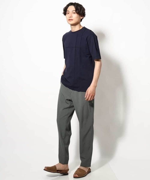 a.v.v（アーヴェヴェ）の「【接触冷感/綿100％】ピンタックデザインTシャツ（デザテクシリーズ）（Tシャツ/カットソー・メンズ・ブラック/グリーン/ホワイト/ネイビー・50/46/48/44）」の9枚目の写真