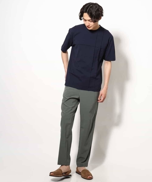 a.v.v（アーヴェヴェ）の「【接触冷感/綿100％】ピンタックデザインTシャツ（デザテクシリーズ）（Tシャツ/カットソー・メンズ・ブラック/グリーン/ホワイト/ネイビー・50/46/48/44）」の10枚目の写真