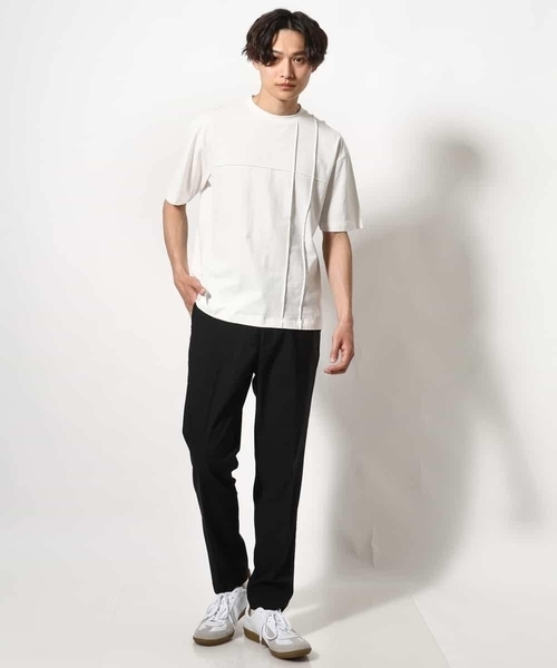 a.v.v（アーヴェヴェ）の「【接触冷感/綿100％】ピンタックデザインTシャツ（デザテクシリーズ）（Tシャツ/カットソー・メンズ・ブラック/グリーン/ホワイト/ネイビー・50/46/48/44）」の11枚目の写真